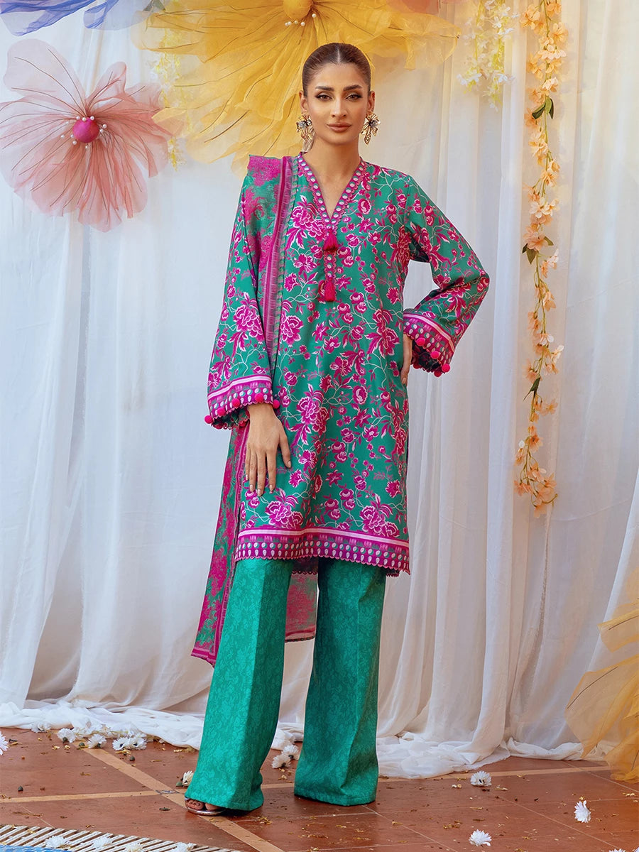 3pc Unstitched Printed Lawn Silk Suit – SalitexOnline