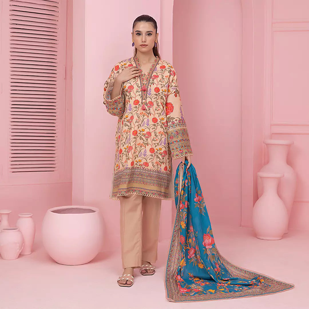 3pc Unstitched Printed Lawn Suit – SalitexOnline - Main Image
