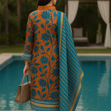 3PC Unstitched Printed Lawn Silk Suit (SUNS7ASI179)