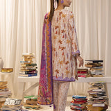 3pc Unstitched - Printed Lawn Silk Suit