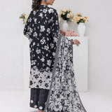 3pc Unstitched - Printed Lawn Silk Suit