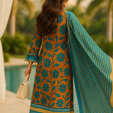 3PC Unstitched Printed Lawn Silk Suit (SUNS7ASI179)