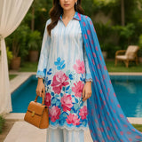 3PC Unstitched Printed Lawn Silk Suit (SUNS7ASI174)