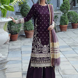 FESTIVE FORMAL CHIFFON EMBROIDERED SUIT