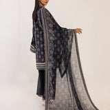 MONOCHROME DIGITAL PRINTED LAWN SILK SUIT