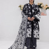 3pc Unstitched - Printed Lawn Silk Suit