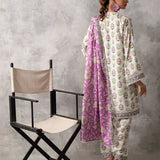 3pc Unstitched - Printed Lawn Silk Suit (ASI032)