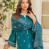 3PC Unstitched Cambric Embroidered Mukesh Dupatta SUIT (UNS7MK012)