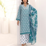 3PC Stitched Printed Lawn Silk Suit (ASI110)