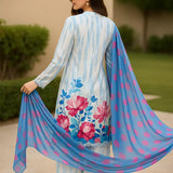 3PC Unstitched Printed Lawn Silk Suit (SUNS7ASI174)