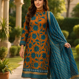 3PC Unstitched Printed Lawn Silk Suit (SUNS7ASI179)