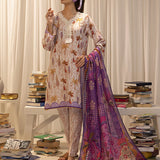 3pc Unstitched - Printed Lawn Silk Suit