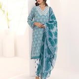 3PC Stitched Printed Lawn Silk Suit (ASI110)
