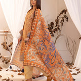 LUXURY KHADDAR EMBROIDERED SHIRT WITH SHAWL & DYED TROUSER