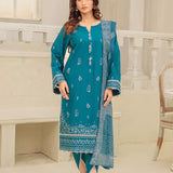 3PC Unstitched Cambric Embroidered Mukesh Dupatta SUIT (UNS7MK012)