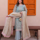 3PC Unstitched Festive Embroidered Suit (SUNS7JI064)