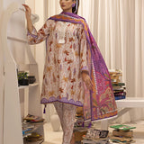 3pc Unstitched - Printed Lawn Silk Suit