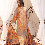 LUXURY KHADDAR EMBROIDERED SHIRT WITH SHAWL & DYED TROUSER