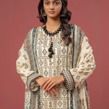 3pc Stitched - Printed Cambric Suit