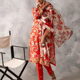 3pc Unstitched - Printed Lawn Silk Suit (ASI035)