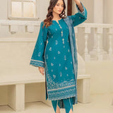 3PC Unstitched Cambric Embroidered Mukesh Dupatta SUIT (UNS7MK012)
