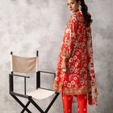3pc Unstitched - Printed Lawn Silk Suit (ASI035)