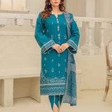 3PC Unstitched Cambric Embroidered Mukesh Dupatta SUIT (UNS7MK012)