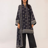 MONOCHROME DIGITAL PRINTED LAWN SILK SUIT