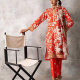 3pc Unstitched - Printed Lawn Silk Suit (ASI035)