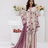 3pc Unstitched - Printed Lawn Silk Suit