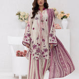 3pc Unstitched - Printed Lawn Silk Suit