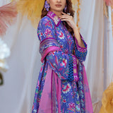 3pc Unstitched - Printed Lawn Silk Suit