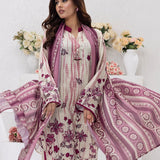 3pc Unstitched - Printed Lawn Silk Suit