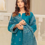 3PC Unstitched Cambric Embroidered Mukesh Dupatta SUIT (UNS7MK012)