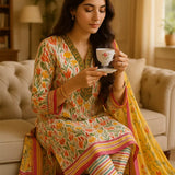 3PC Unstitched Printed Lawn Silk Suit (SUNS7ASI173)