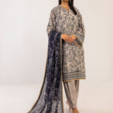 MONOCHROME DIGITAL PRINTED LAWN SILK SUIT