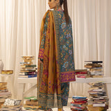 3pc Unstitched - Printed Lawn Silk Suit