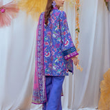 3pc Unstitched - Printed Lawn Silk Suit
