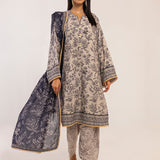 MONOCHROME DIGITAL PRINTED LAWN SILK SUIT