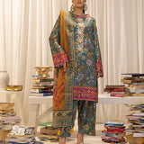 3pc Unstitched - Printed Lawn Silk Suit