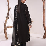 MONOCHROME EMBROIDERED LAWN SILK SUIT