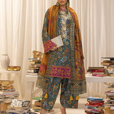 3pc Unstitched - Printed Lawn Silk Suit