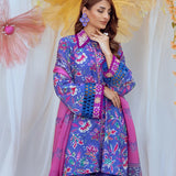 3pc Unstitched - Printed Lawn Silk Suit