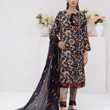 3pc Unstitched - Printed Lawn Silk Suit