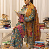 3pc Unstitched - Printed Lawn Silk Suit