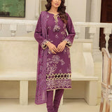 3PC Unstitched Cambric Embroidered Mukesh Dupatta SUIT (UNS7MK011)