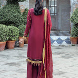 FESTIVE FORMAL CHIFFON EMBROIDERED SUIT