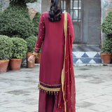 3PC STITCHED FESTIVE FORMAL CHIFFON EMBROIDERED SUIT
