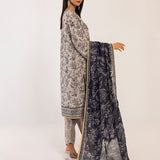 MONOCHROME DIGITAL PRINTED LAWN SILK SUIT