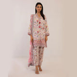 3pc Unstitched - Printed Lawn Suit